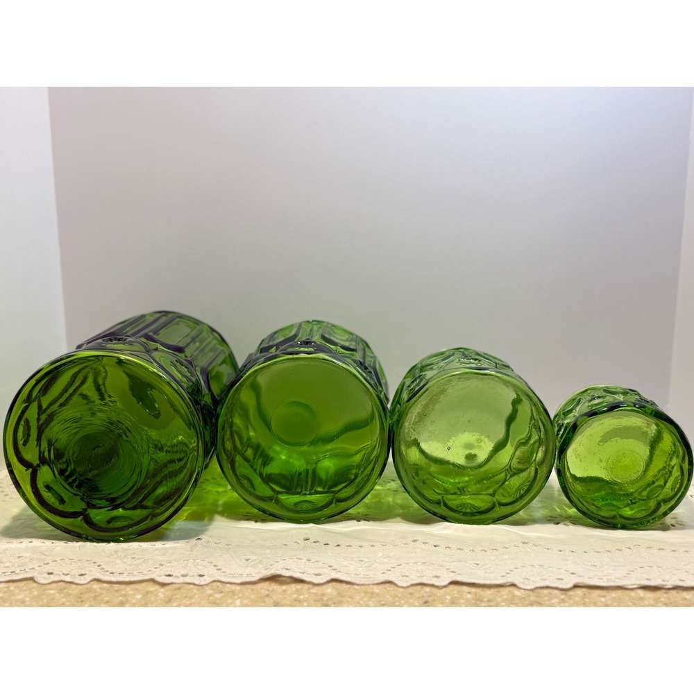 Vintage LE Smith Moon and Star Green Glass Canister Set 4 Piece Apothecary Jars - Picture 14 of 16